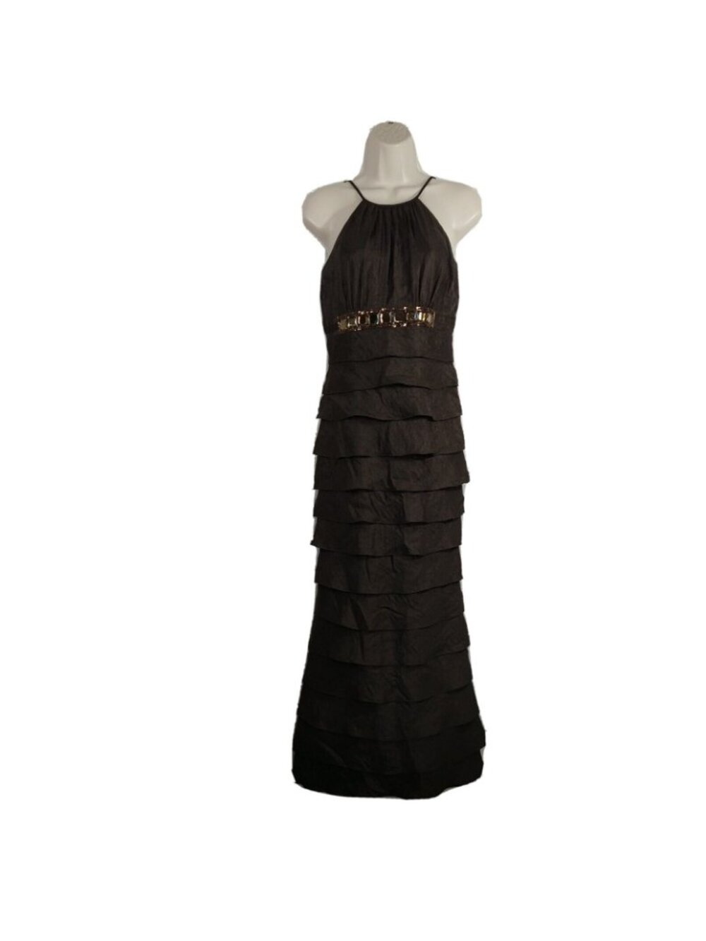 Adrianna Papell Occasion Formal Gown Dress Layered Size 4 Brown Vintage Y2K - Picture 2 of 10